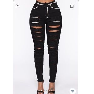 Distressed black jeans